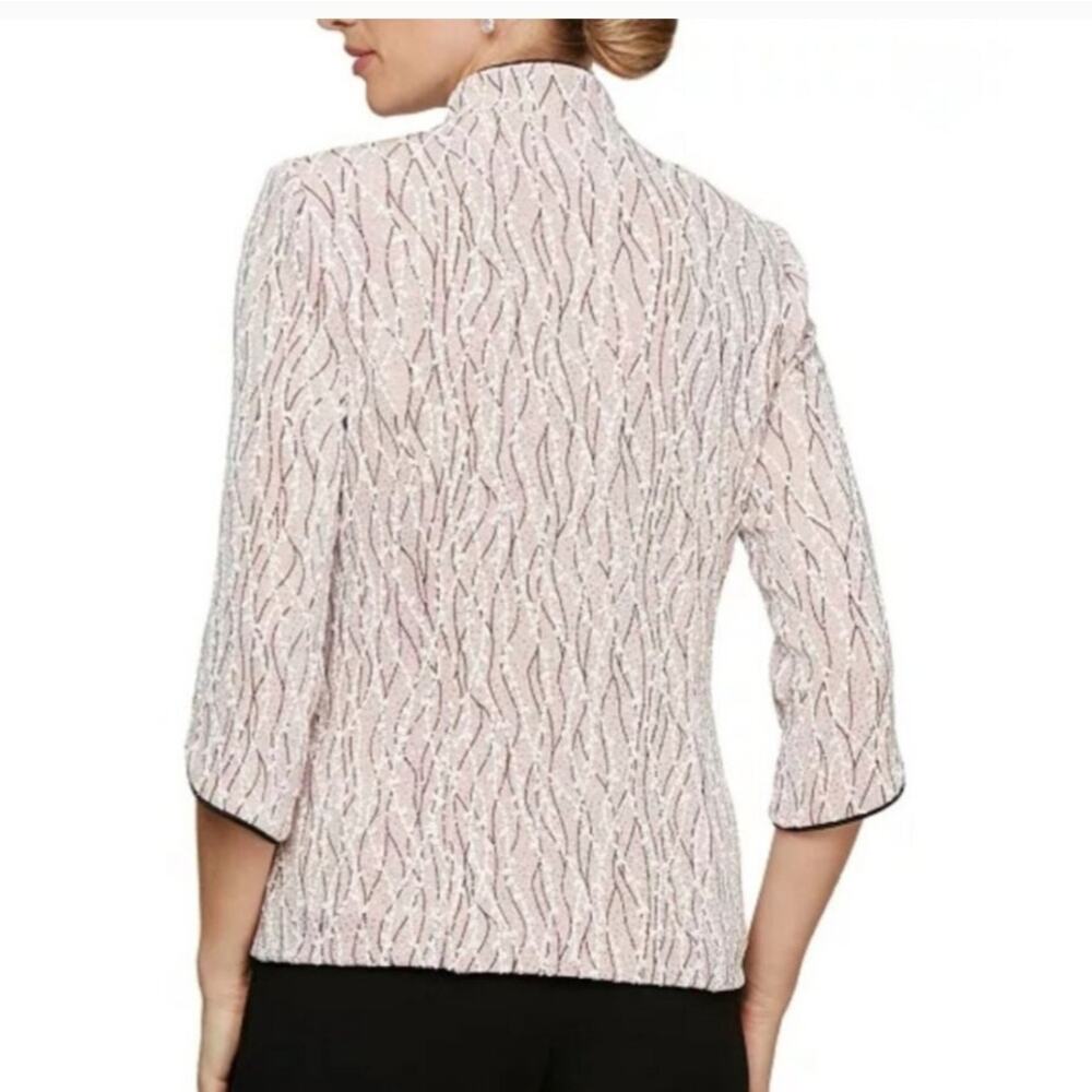 Alex Evenings Women's 2X Printed Piped 3/4 Sleeve Two-Piece Glitter Blazer & Top - Picture 11 of 12